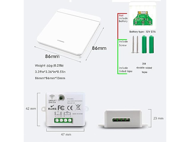 Dieserc draadloze lichtschakelaar - afbeelding 2 van  3