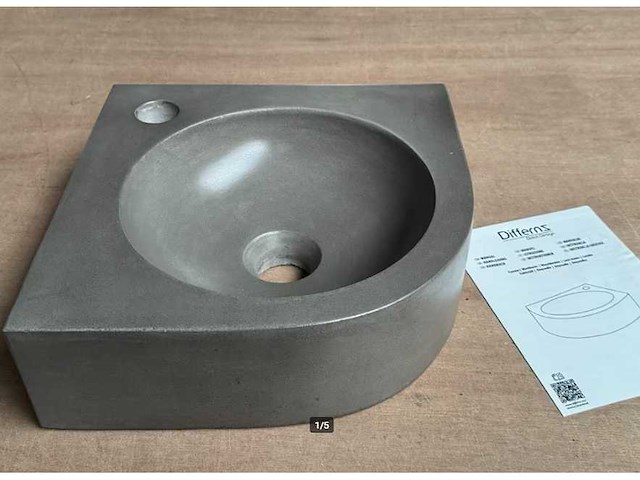 Differnz wastafel cleo concrete 31x31 cm - afbeelding 1 van  5