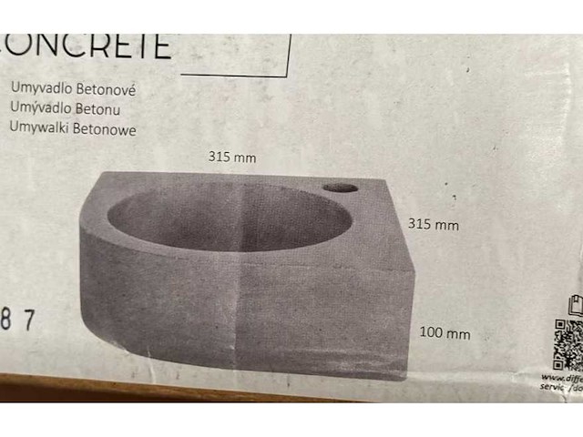 Differnz wastafel cleo concrete 31x31 cm - afbeelding 4 van  5