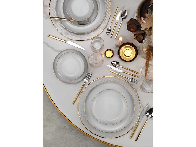 Dinerservies (24 stuks), goud, porselein - afbeelding 6 van  11