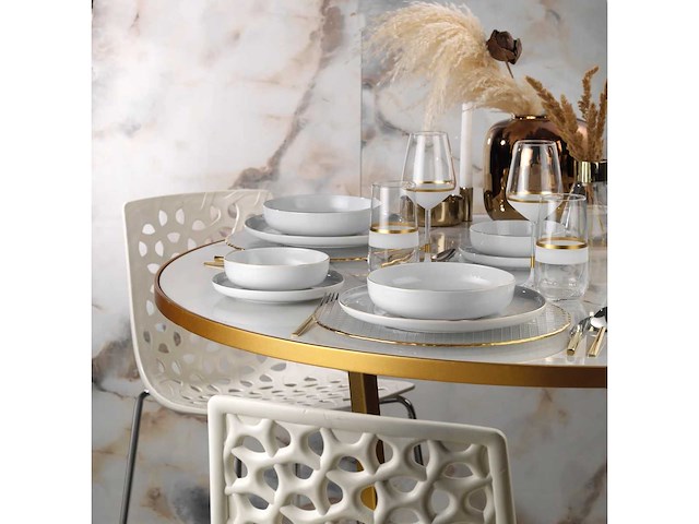 Dinerservies (24 stuks), goud, porselein - afbeelding 4 van  11