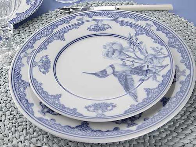 Dinerset (26 stuks) - blauw/wit - afbeelding 1 van  6