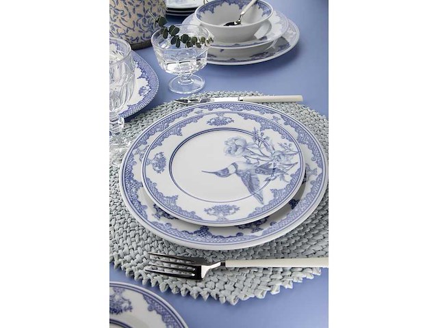 Dinerset (26 stuks) - blauw/wit - afbeelding 3 van  6