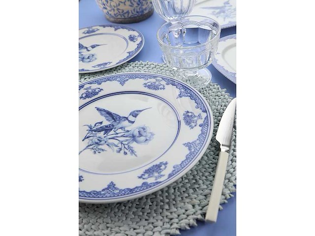 Dinerset (26 stuks) - blauw/wit - afbeelding 4 van  6