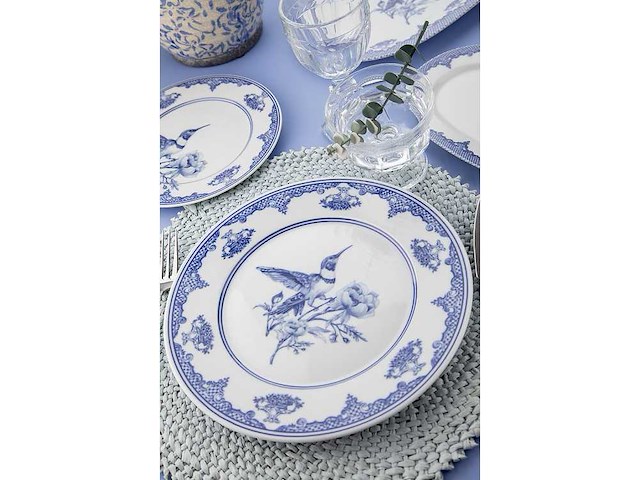 Dinerset (26 stuks) - blauw/wit - afbeelding 6 van  6
