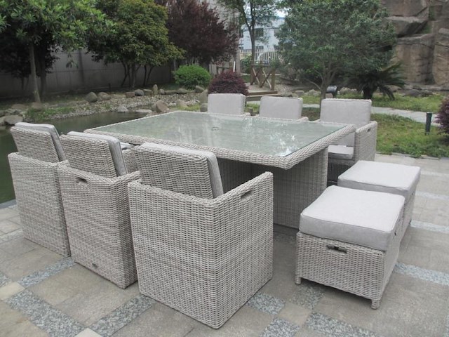 Dining set - 11-delig wicker cream - afbeelding 1 van  3