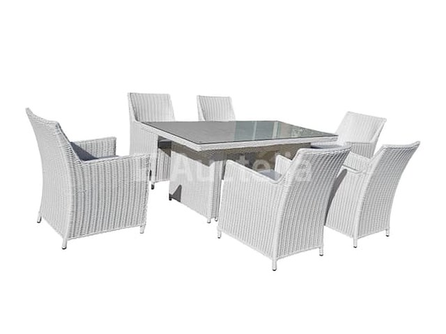 Dining set prestige | 7-delig | wicker | wit + grijs - afbeelding 1 van  1
