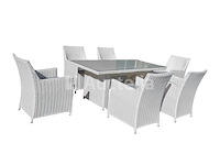 Dining set prestige | 7-delig | wicker | wit + grijs - afbeelding 1 van  1