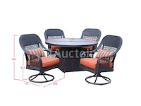 Dining set redonda | 5-delig | wicker | antraciet wicker + oranje kussens - afbeelding 3 van  3