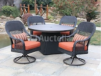 Dining set redonda | 5-delig | wicker | antraciet wicker + oranje kussens - afbeelding 2 van  3