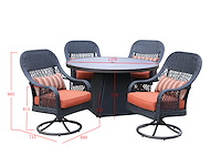 Dining set redonda | 5-delig | wicker | antraciet wicker + oranje kussens - afbeelding 3 van  3