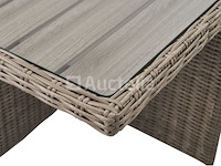 Diningset 11 delig - beige wicker + antraciete kussens - stoelen + eettafel 200x125 cm - afbeelding 4 van  11