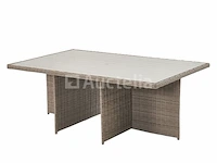 Diningset 11 delig - beige wicker + antraciete kussens - stoelen + eettafel 200x125 cm - afbeelding 5 van  11