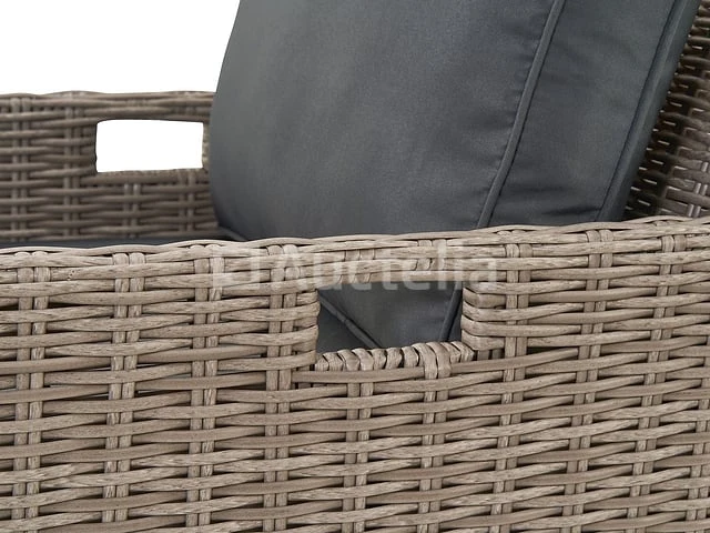 Diningset 11 delig - beige wicker + antraciete kussens - stoelen + eettafel 200x125 cm - afbeelding 10 van  11