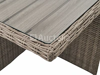 Diningset 11 delig - beige wicker + antraciete kussens - stoelen + eettafel 200x125 cm - afbeelding 11 van  11