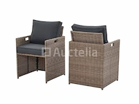 Diningset 11 delig - beige wicker + antraciete kussens - stoelen + eettafel 200x125 cm - afbeelding 9 van  11