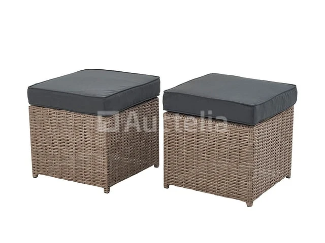 Diningset 11 delig - beige wicker + antraciete kussens - stoelen + eettafel 200x125 cm - afbeelding 10 van  11