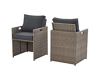 Diningset 11 delig - beige wicker + antraciete kussens - stoelen + eettafel 200x125 cm - afbeelding 2 van  12