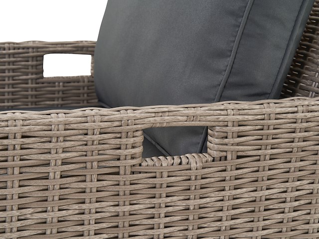 Diningset 11 delig - beige wicker + antraciete kussens - stoelen + eettafel 200x125 cm - afbeelding 6 van  12