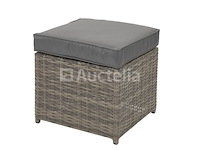 Diningset 11 delig - bruin wicker + grijze kussens - stoelen + eettafel 200x125 cm - afbeelding 3 van  11