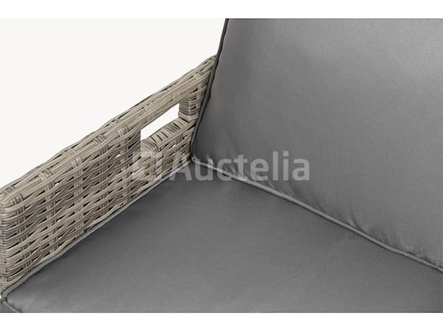Diningset 11 delig - bruin wicker + grijze kussens - stoelen + eettafel 200x125 cm - afbeelding 4 van  11