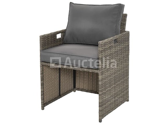 Diningset 11 delig - bruin wicker + grijze kussens - stoelen + eettafel 200x125 cm - afbeelding 7 van  11