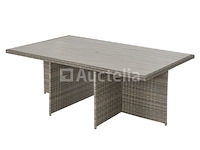 Diningset 11 delig - bruin wicker + grijze kussens - stoelen + eettafel 200x125 cm - afbeelding 8 van  11