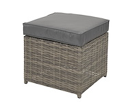 Diningset 11 delig - bruin wicker + grijze kussens - stoelen + eettafel 200x125 cm - afbeelding 2 van  11