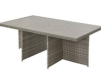 Diningset 11 delig - bruin wicker + grijze kussens - stoelen + eettafel 200x125 cm - afbeelding 3 van  11