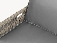 Diningset 11 delig - bruin wicker + grijze kussens - stoelen + eettafel 200x125 cm - afbeelding 4 van  11
