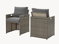 Diningset 11 delig - bruin wicker + grijze kussens - stoelen + eettafel 200x125 cm - afbeelding 10 van  11