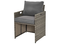 Diningset 11 delig - bruin wicker + grijze kussens - stoelen + eettafel 200x125 cm - afbeelding 11 van  11