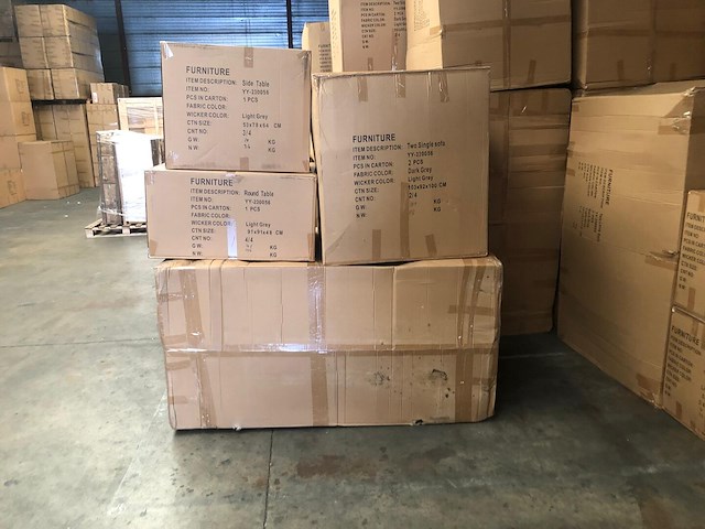 Diningset 6-delig light grey wicker / donkergrijs kleurige kussens - afbeelding 2 van  2