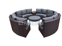 Diningset 8-delig dark grey wicker / lichtblauw kleurige kussens - afbeelding 2 van  2