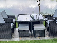 Diningset 9-delig black wicker / witte kussens - afbeelding 2 van  3