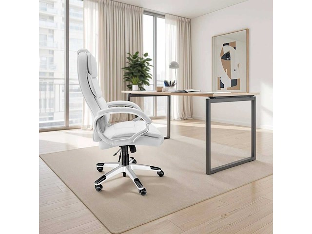 Directiestoel met houten armleuningen - wit - afbeelding 2 van  9