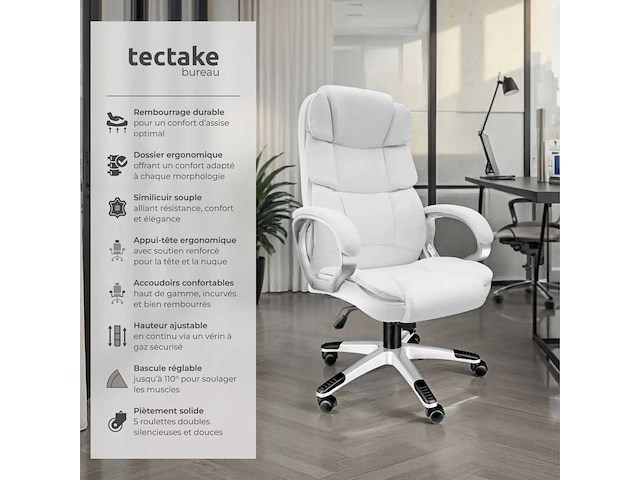 Directiestoel met houten armleuningen - wit - afbeelding 4 van  9