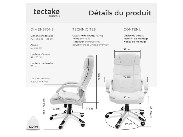 Directiestoel met houten armleuningen - wit - afbeelding 8 van  9