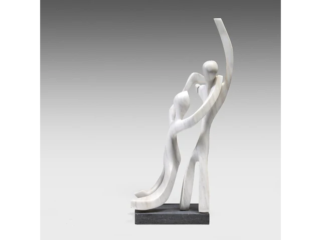 Dirk de middeleer (1954), two figures, 1982, marble sculpture 110 cm. (43.31 in.) - afbeelding 5 van  7