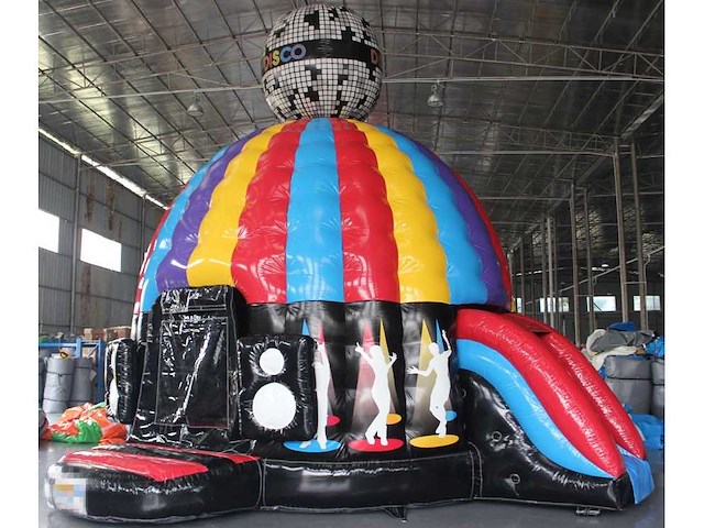 Disco springkasteel + glijbaan (excl. blower) - afbeelding 1 van  4