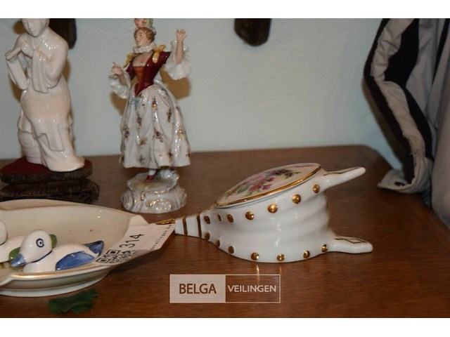 Div porselijnen deco en kristallen kom, koperen vaasje - afbeelding 4 van  6