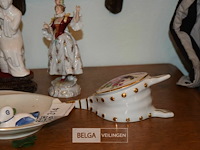 Div porselijnen deco en kristallen kom, koperen vaasje - afbeelding 4 van  6