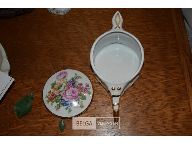 Div porselijnen deco en kristallen kom, koperen vaasje - afbeelding 6 van  6