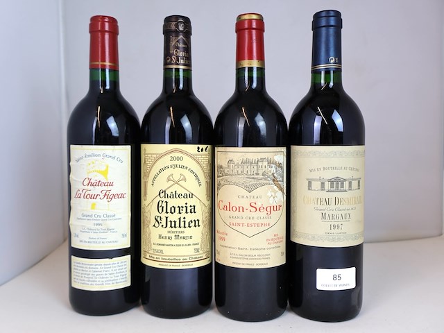 Diverse bordeauxwijnen 1995, 1997, 1999 & 2000 (4x) - afbeelding 1 van  4