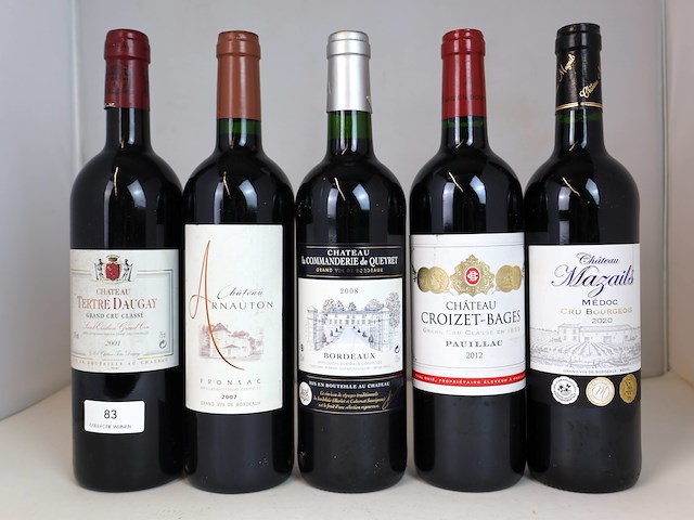 Diverse bordeauxwijnen 2001, 2007, 2008, 2012 & 2020 (5x) - afbeelding 1 van  4