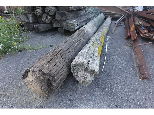 Diverse houten tuinpalen + treinbilzen - afbeelding 3 van  4