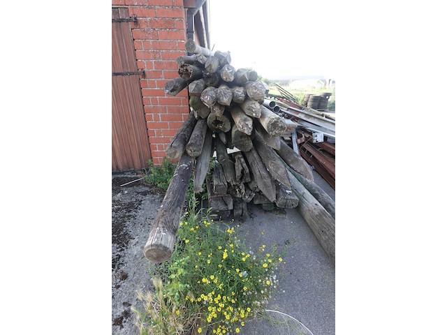 Diverse houten tuinpalen + treinbilzen - afbeelding 4 van  4