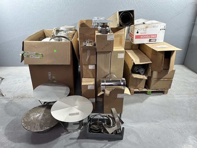 Diverse inox rookgas kanalen + koppelstukken (nieuw) - afbeelding 1 van  23