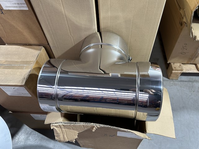 Diverse inox rookgas kanalen + koppelstukken (nieuw) - afbeelding 14 van  23