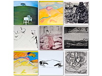 Diverse kunstenaars - lot van 9 werken op papier - afbeelding 1 van  50